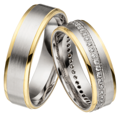 Alliances Linder en or blanc et jaune avec 44 diamants - 1164/1165