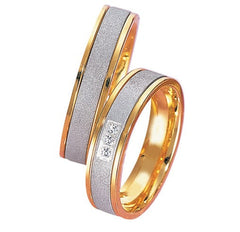 Linden Trauringe / Eheringe Mettmenstetten mit 3 Diamanten & Bicolor-Design – 017/018