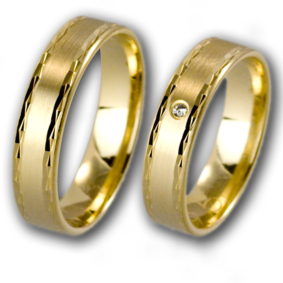 Linden Trauringe / Eheringe Oberägeri mit Diamant W/si - 094/095