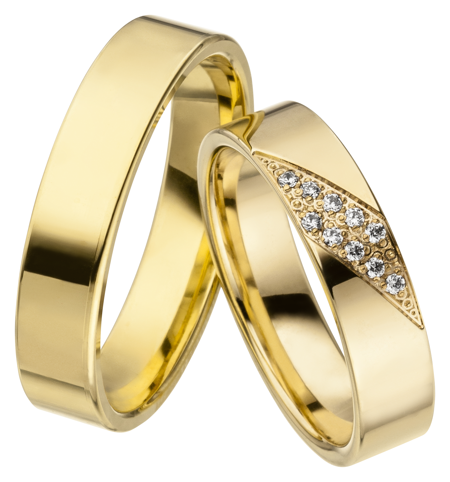 Linden Trauringe / Eheringe Oberengstringen mit 10 Diamanten 0.008 ct. - 896/897