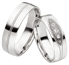 Linden Trauringe / Eheringe Steinmaur aus Weissgold - 1457/1458