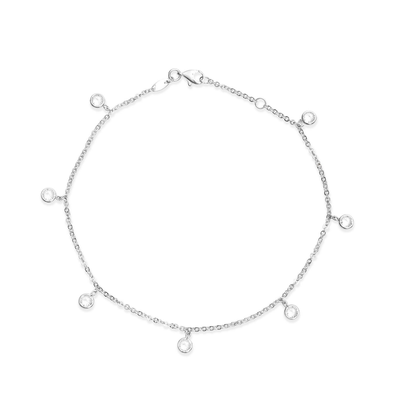 Fusskette in Silber mit Zirkonia - SF-528