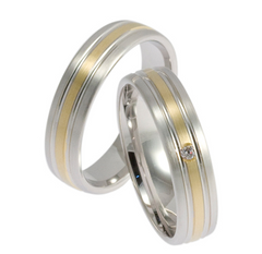 Alliances Linder en or blanc et jaune avec diamant - 735/736