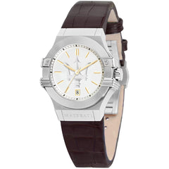 Maserati Potenza Lady Silber Braun Leder Quarz - R8851108506