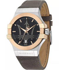 Maserati Potenza Schwarz Leder Quarz Uhr