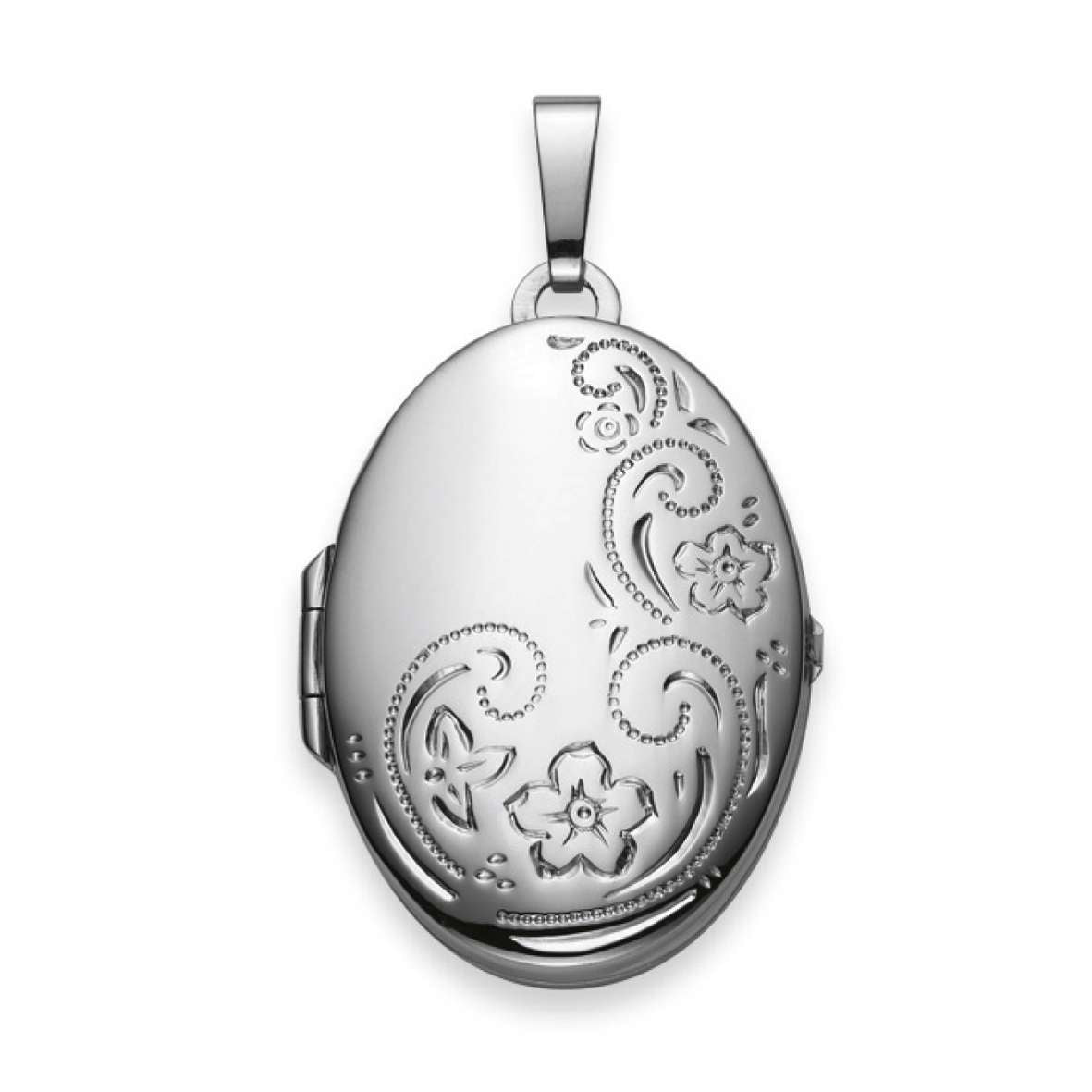 Medaillon Silber 925 weiss mit Blumen-Muster - 6289.02341/0001