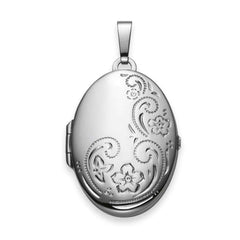 Medaillon Silber 925 weiss mit Blumen-Muster - 6289.02341/0001