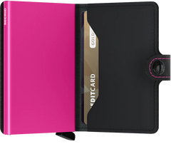 Portefeuille Secrid Mini Noir Mat & Fuchsia avec gravure - MM-Noir & Fuchsia