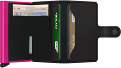 Portefeuille Secrid Mini Noir Mat & Fuchsia avec gravure - MM-Noir & Fuchsia