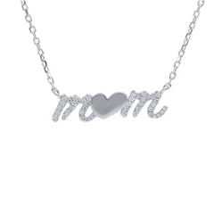 Mom Silbercollier-Halskette mit Zirkonia