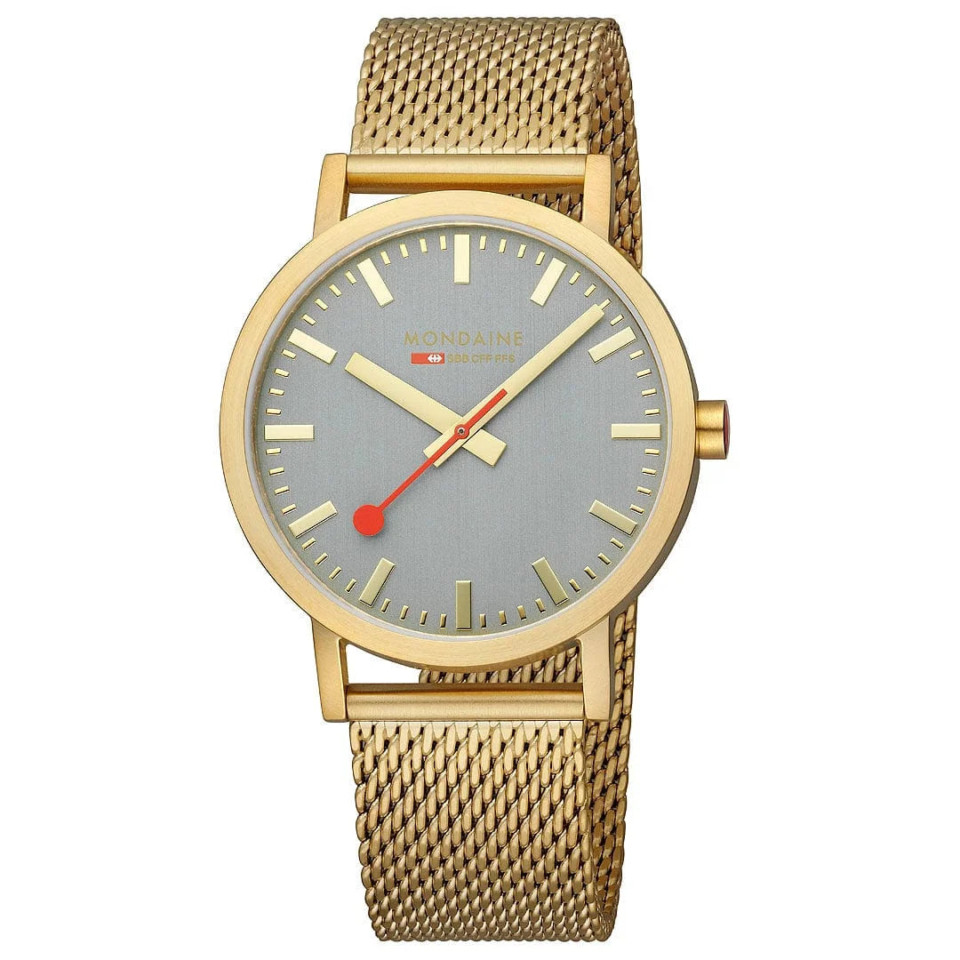 Mondaine Classic Herrenuhr aus Goldene Edelstahl, 40 MM - A660.30360.80SBM