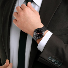 Mondaine Doppio Schwarz Ø 41 Herrenuhr - MLE.41220.SM