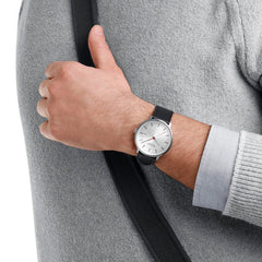 Mondaine Doppio Silbrig / Schwarz Ø 41 Herrenuhr - MLE.41210.LBV