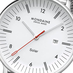 Mondaine Doppio Solar Silber Ø 41 Herrenuhr - MLE.41910.SM