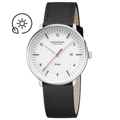 Mondaine Doppio Solar Silber / Schwarz Ø 41 Herrenuhr - MLE.41910.LBV