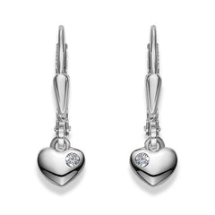 Ohrhänger aus Silber 925 weiss Herz mit Zirkonia - 6268.02790/0001