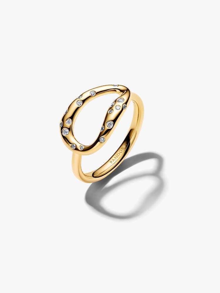 Organisch Geformter Steinbesetzter Statement-Ring Vergoldet - 164676C01-54