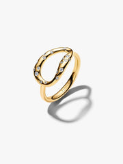 Organisch Geformter Steinbesetzter Statement-Ring Vergoldet - 164676C01-54