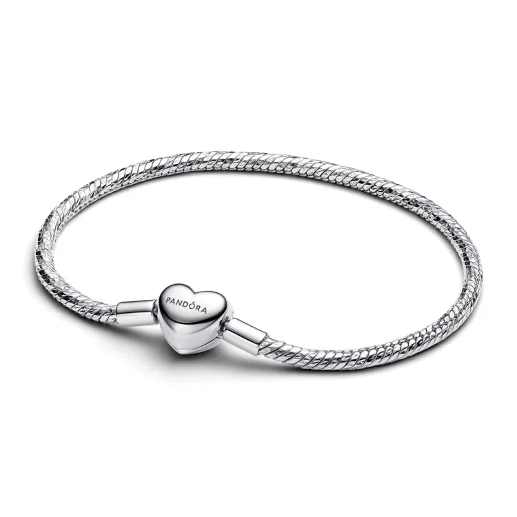 Pandora Armband mit facettierter Schlangenkette und Herzverschluss - 594236C00-18