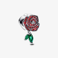 Pandora Charm: Funkelnde Blühende Rose - Rot, Sterling-Silber - 793201C02