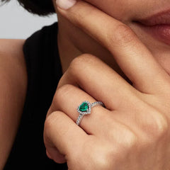 Pandora Erhabenes Royalgrünes Herz Ring - 198421C07