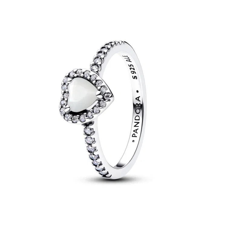 Pandora Erhabenes Weisses Herz Ring - 198421C11