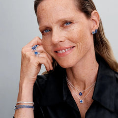 Pandora Funkelnder Quadratischer Blauer Strahlenkranz Ohrringe -  293551C01