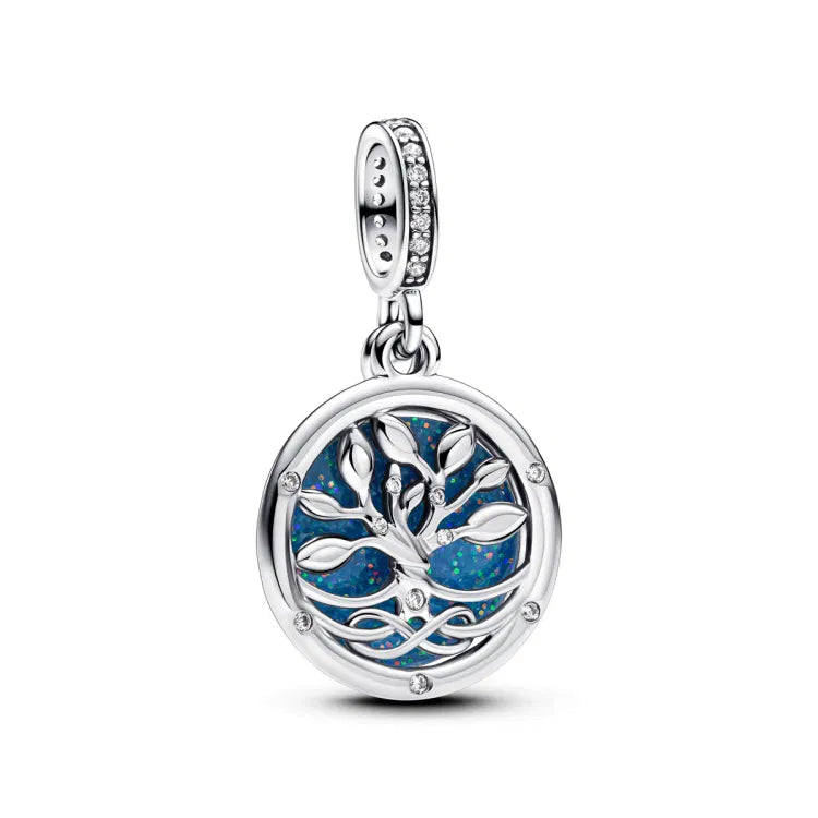 Pandora Moments Glow-in-the-dark Infinity Tree Double Dangle Charm 925 Silver - 793599C01