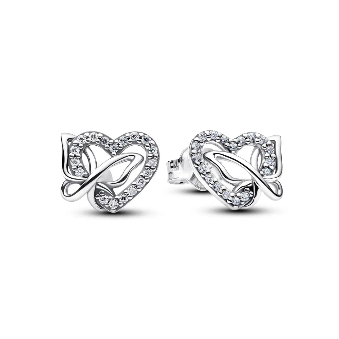 Pandora Moments Verschlungenes Herz & Schmetterling Ohrstecker - 294476C01