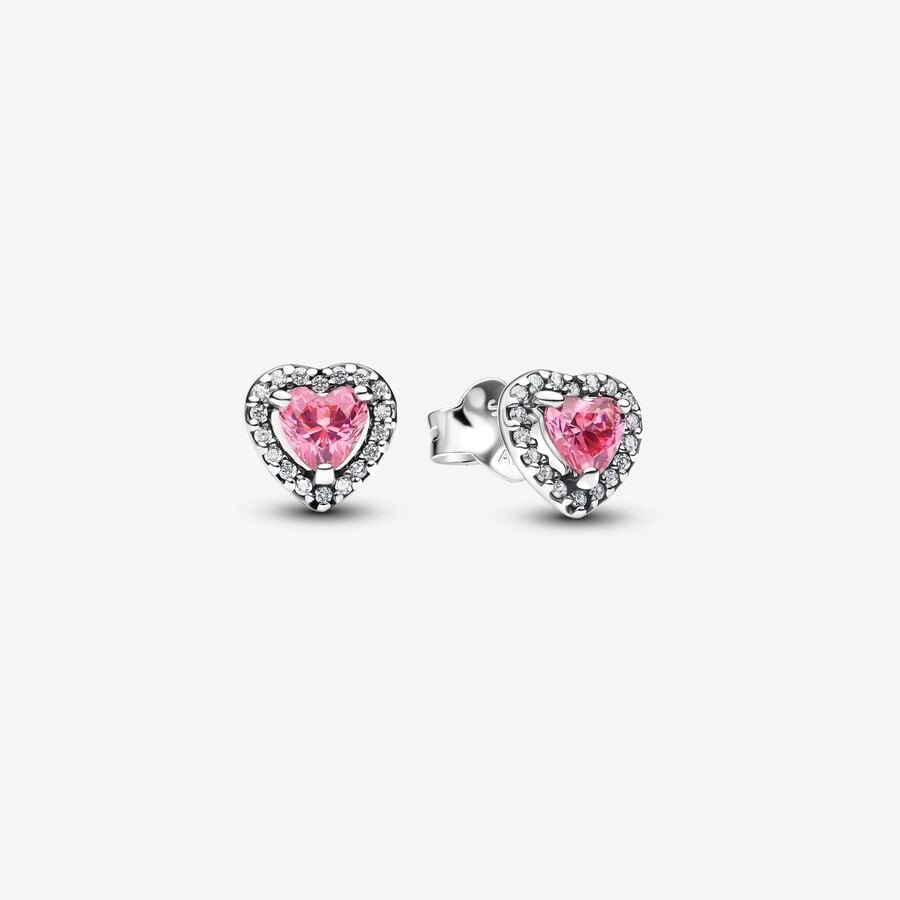 Pandora pink Erhabenes Herz Ohrstecker – 298427C02