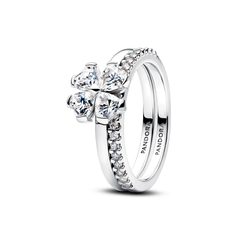 Pandora Timeless Funkelndes Glückskleeblatt Teilbarer Ring 925 Silber Damenschmuck - 194507C01
