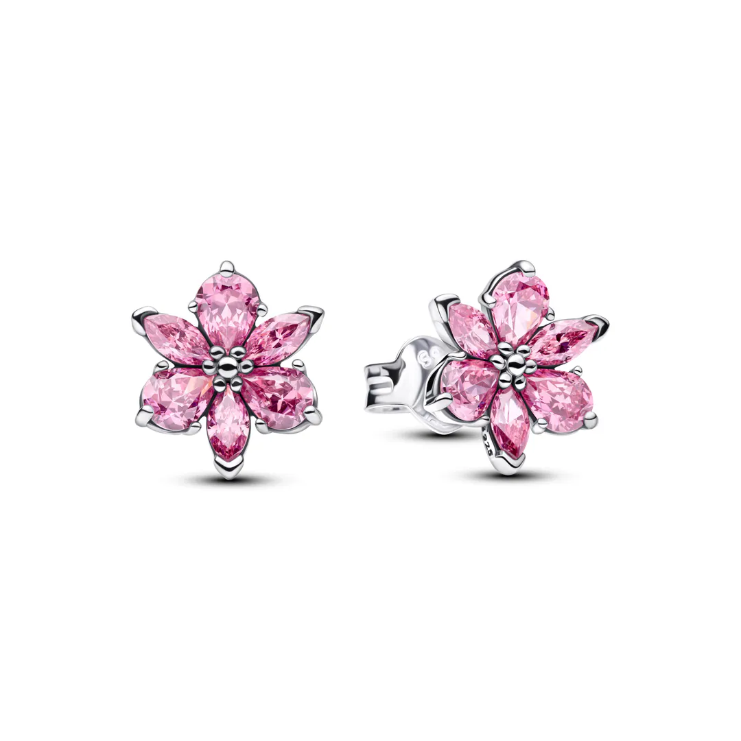 Pandora Timeless Herbarium Funkelnde Rosafarbene Blume Ohrringe - 292633C02