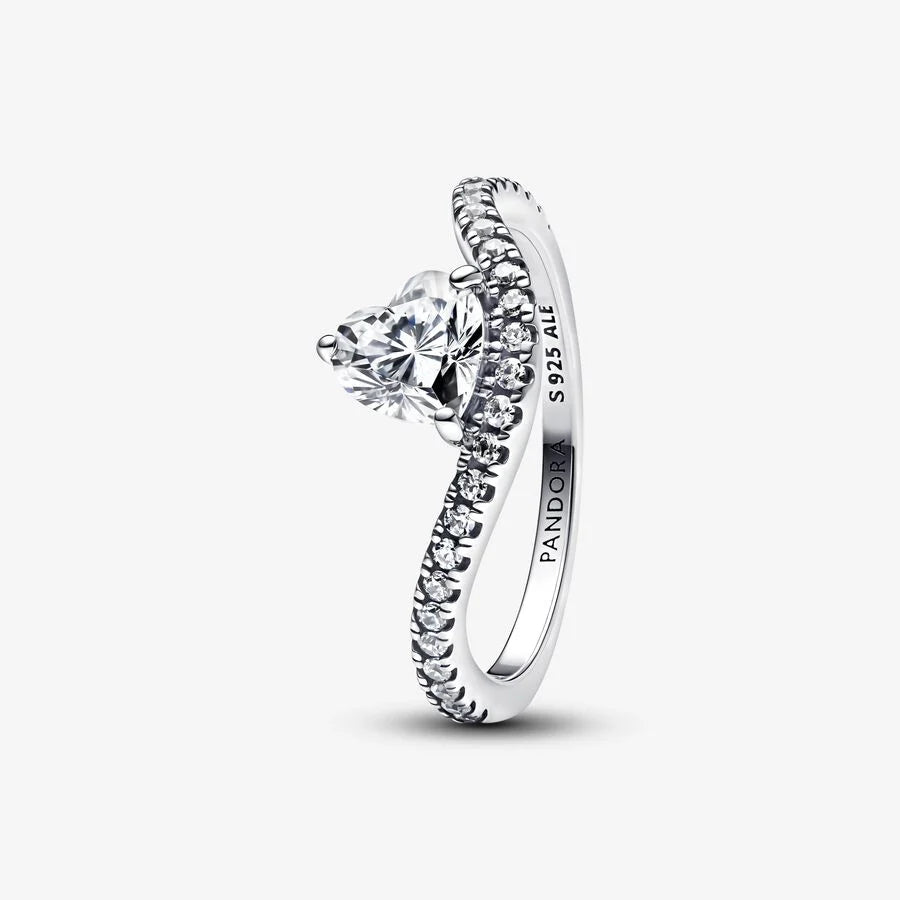 Pandora Wavy Pavé Heart Ring - 193661C01