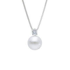 Perlen Silbercollier-Halskette mit Zirkonia