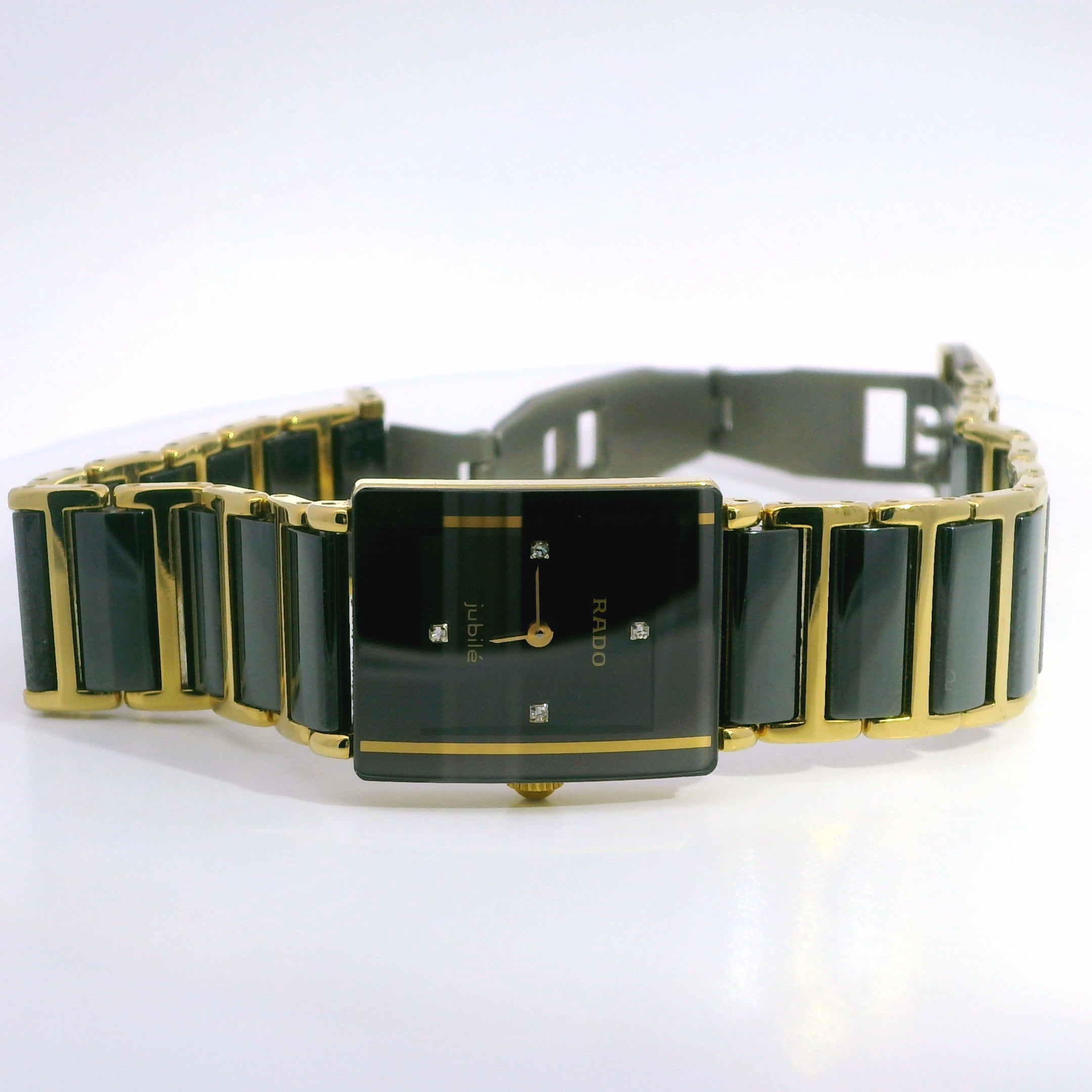 Rado Jubilé Damen Quarzuhr Schwarz Goldfarben mit Keramikarmband (Gebraucht) – 153.0383.3