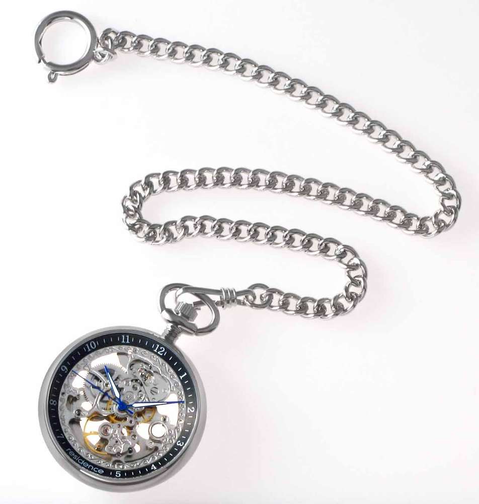 Residence Automatik Skelett Taschenuhr Chrom – AS 918