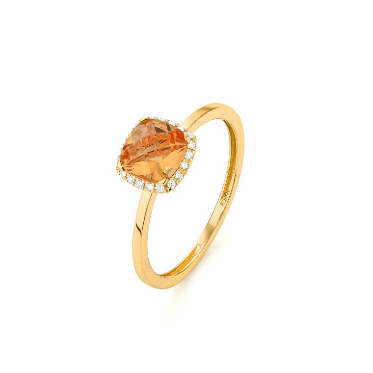 Ring in 18 Karat Gelbgold mit gefassten Diamanten und Citrin - R2880018GYN14