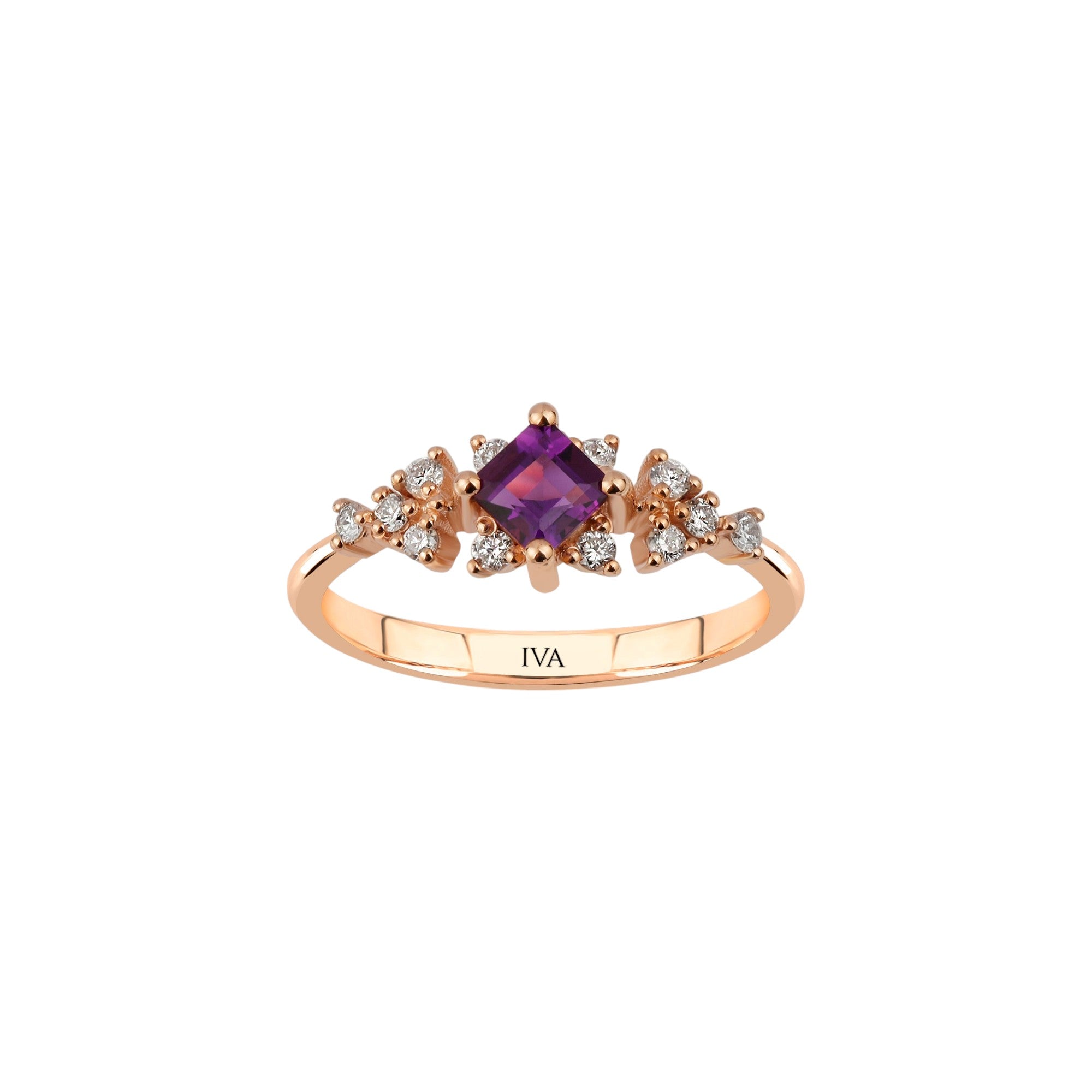 Roségold Diamantring mit Amethyst 0.47 ct in 585 oder 750 Gold