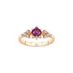 Roségold Diamantring mit Amethyst 0.49 ct in 585 oder 750 Gold