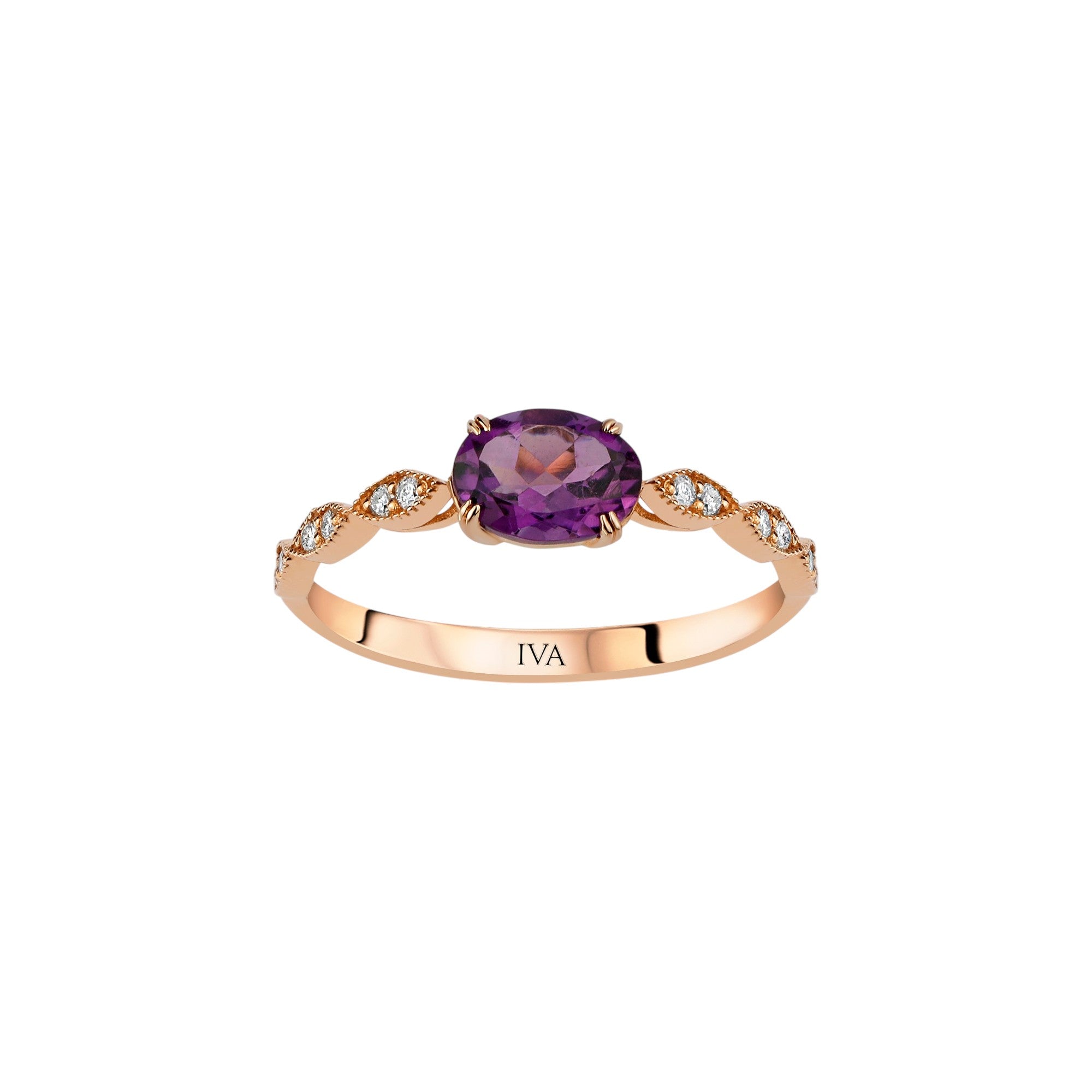 Roségold Diamantring mit Amethyst 0.74 ct in 585 oder 750 Gold