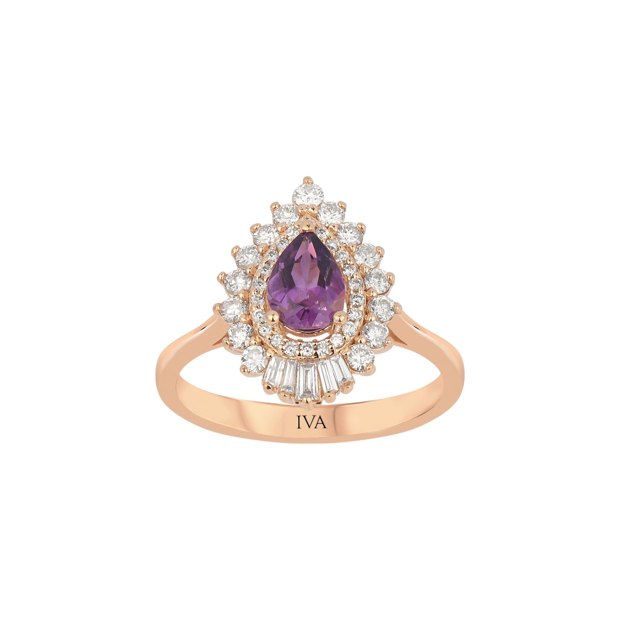 Roségold Diamantring mit Amethyst 1.02 ct in 585 oder 750 Gold