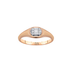 Roségold Diamantring mit Baguette 0.13 ct in 585 oder 750 Gold