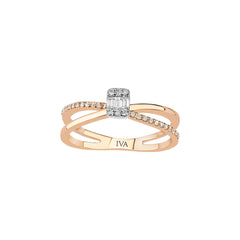 Roségold Diamantring mit Baguette 0.15 ct in 585 oder 750 Gold