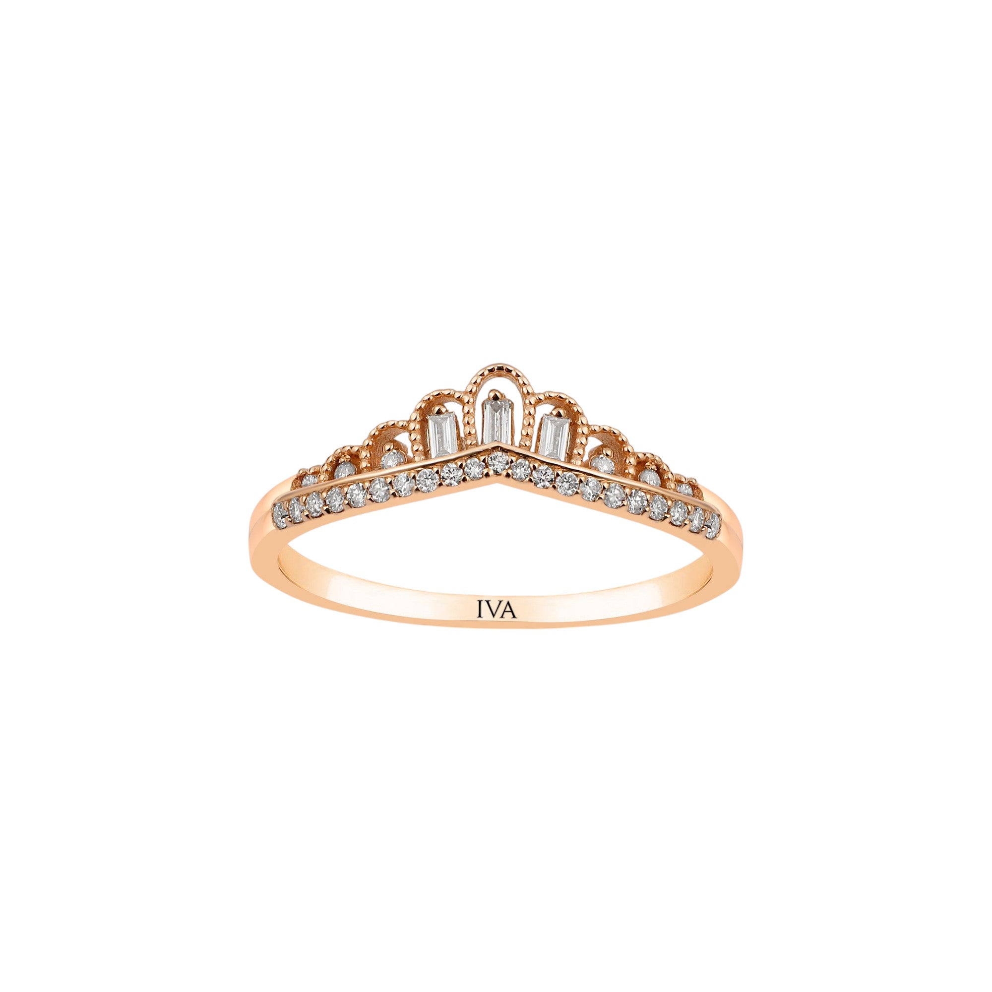 Roségold Diamantring mit Baguette 0.16 ct in 585 oder 750 Gold