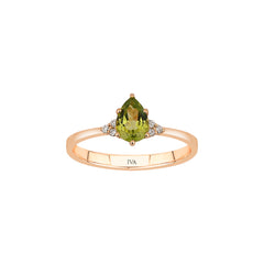 Roségold Diamantring mit Peridot 0.71 ct in 585 oder 750 Gold