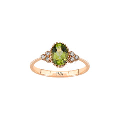 Roségold Diamantring mit Peridot 0.90 ct in 585 oder 750 Gold
