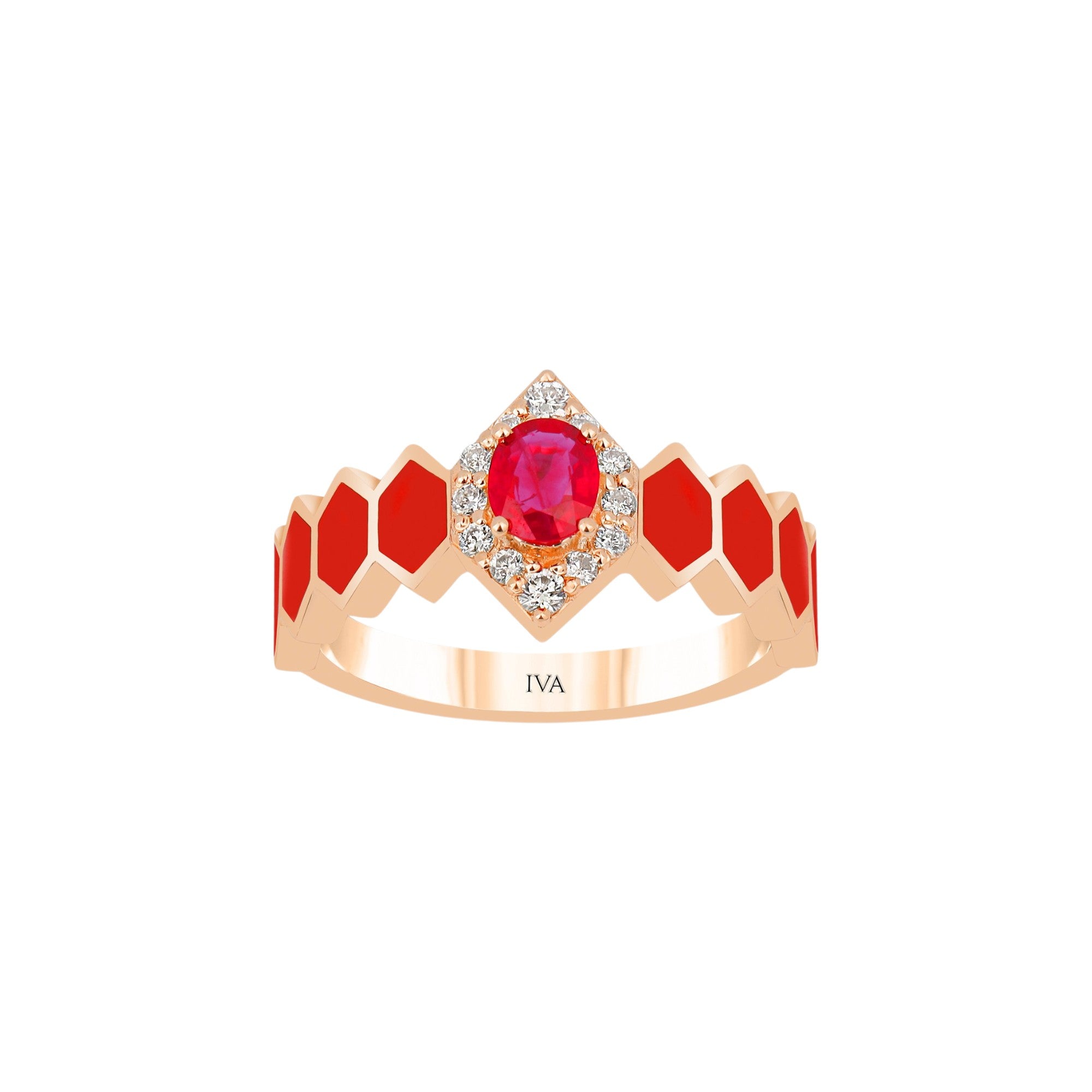 Roségold Diamantring mit Rubin 0.55 ct in 585 oder 750 Gold