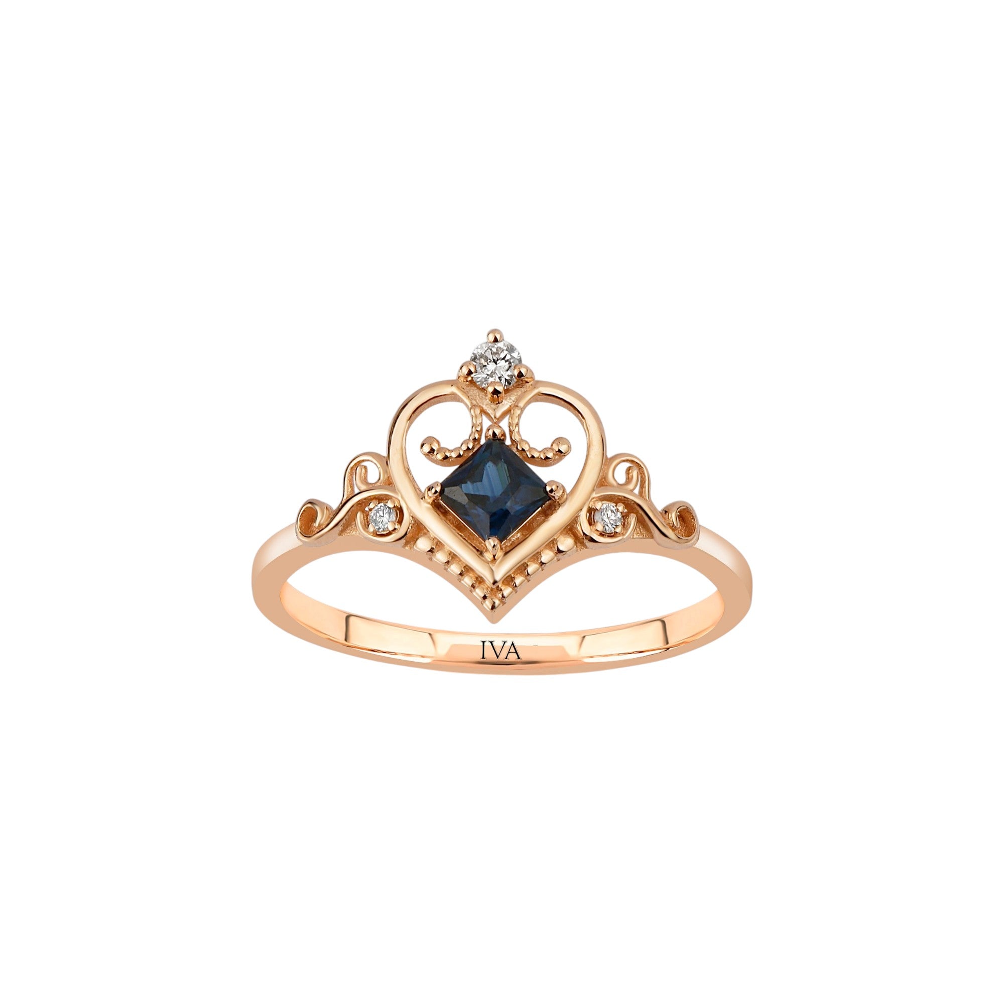 Roségold Diamantring mit Saphir 0.31 ct in 585 oder 750 Gold