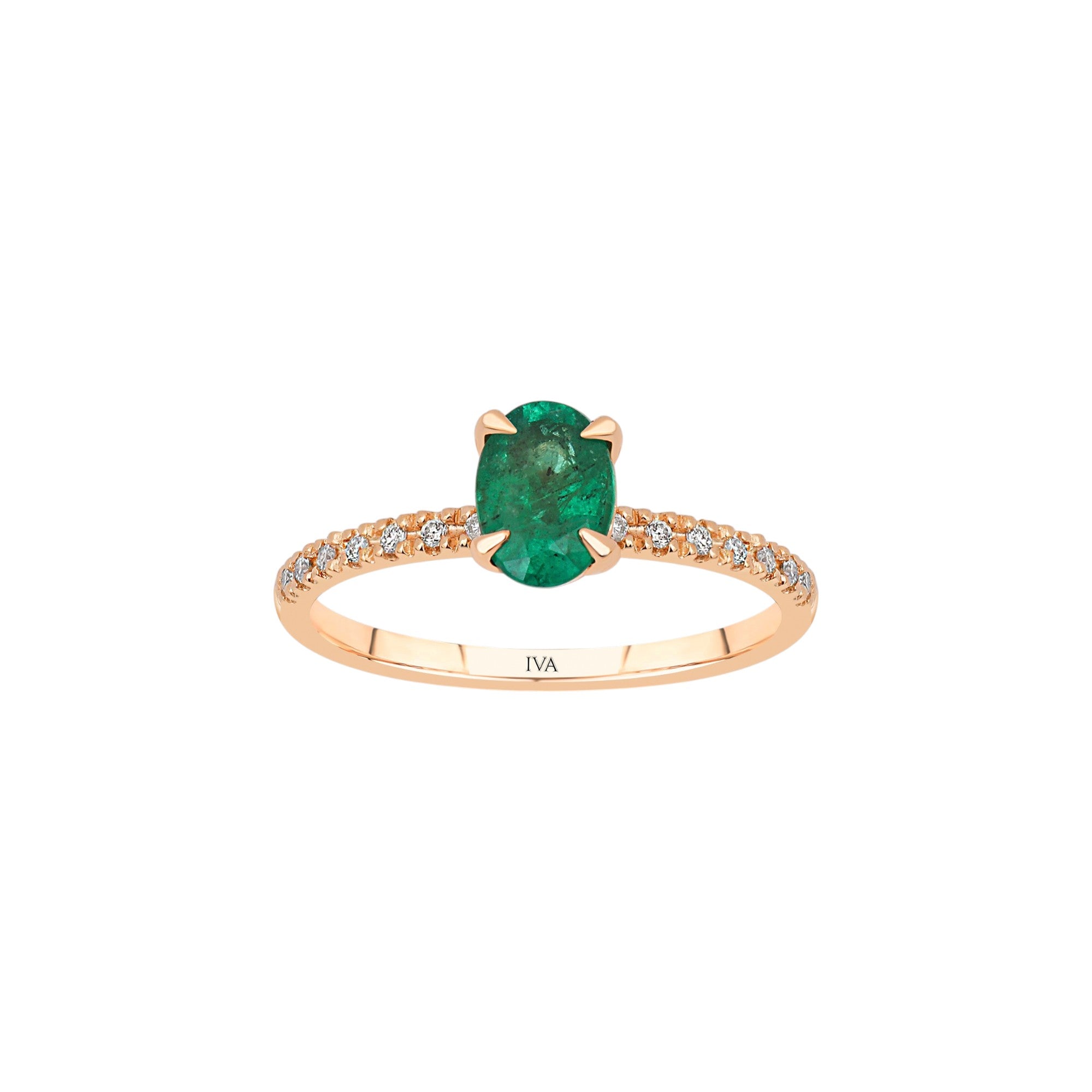 Roségold Diamantring mit Smaragd 0.66 ct in 585 oder 750 Gold
