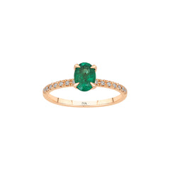 Roségold Diamantring mit Smaragd 0.66 ct in 585 oder 750 Gold